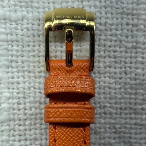 Michael Kors MK2275 Slim Runway Gold-tone Orange Leather Strap Women's Watch - Picture 6 of 12